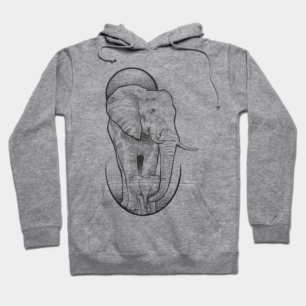 Elephant Family Hoodie by Lazrartist